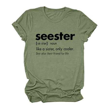 

Sayhi Women Casual Top Blouse Letter Printed Shirts Round Neck Short Sleeve Loose Tee Tops Maternity V Neck Cotton