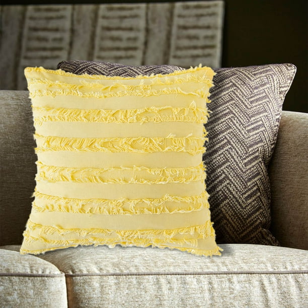Cushion Pillow Cover Modern Solid Color Tassel Pillow Backrest Cover, Pillow Topper Decor, High-Quality Polyester Fabric, Durable Stretchy Zipper, Easy to Clean, for Bedroom Living Room,