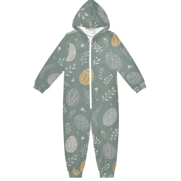 Eggs Boys & Girls Hooded One-Piece Pajamas Warm Crystal velvet Hooded Long Sleeve Loungewear Jumpsuit Unisex