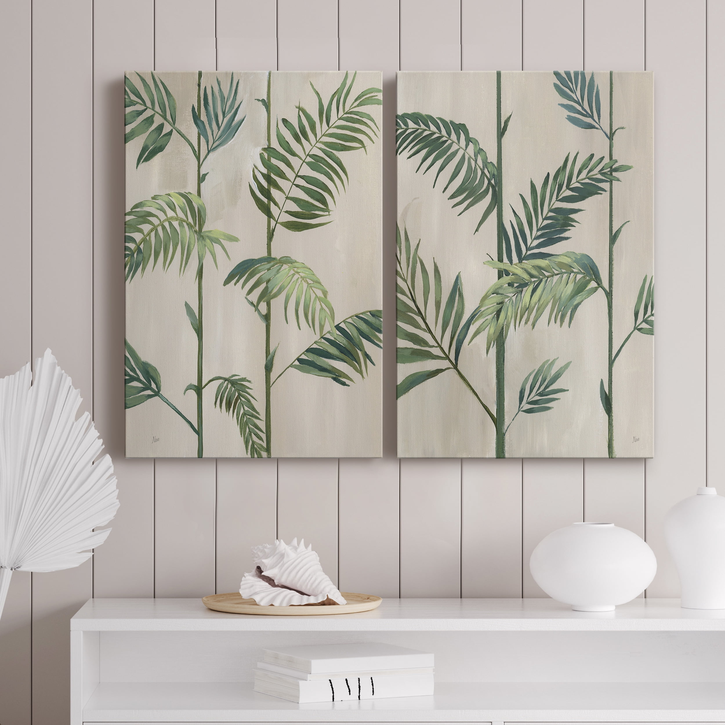 Modern Fronds II Premium Gallery Wrapped Canvas - Ready to Hang - Set of 2 - 12 x 18 Each