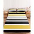 thumbnail image 2 of Twin XL Size Fitted Sheet Set - Yellow Black Stripe 2 Piece Bedding Sets 16" Deep Pocket Fitted Sheet with 1 Pillowcases, Modern Abstract Art Coarse Striped Brushed Microfiber Hotel Luxury Bed Sheets, 2 of 9