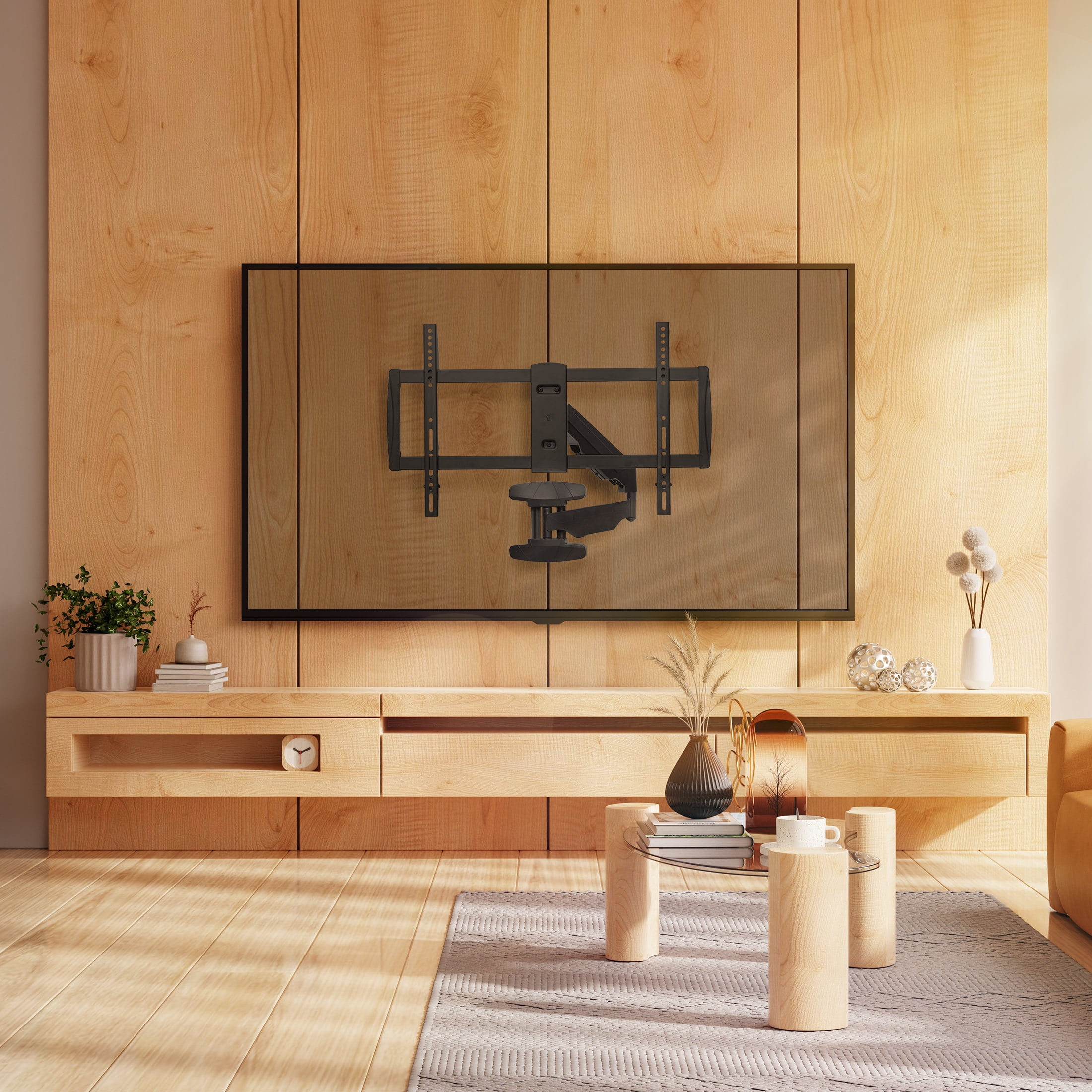 Mount-It! Pull Down TV Mount, Drop Down Wall Mount with Gas Spring Arm, Height-Adjustable TV Mount for 37-80 Inch TVs, Full Motion Swivel Tilt Bracket for Fireplace, Fits VESA 600x400, Up to 88 lbs