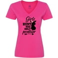 thumbnail image 3 of Inktastic Hunting Girls Hunt Too Only Prettier with Doe and Arrow Women's V-Neck T-Shirt, 3 of 5