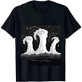 thumbnail image 2 of Stylish Women's Cotton Short Sleeve T-Shirt with White Wave Design on Black Background - Unique Swirling Pattern with Bubbles, 2 of 6