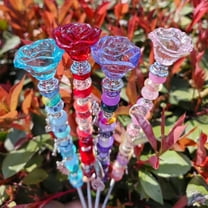 Blukids Beaded Garden Stakes Kit, Garden Stakes Craft, Rose Garden Stakes Accessories with Beads, Crystal Rose Stopper Top, Antique Silver Bail Bead for Garden Supplies(Multicolor)