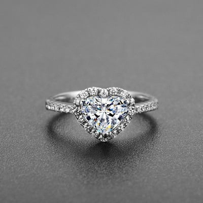 Wedding Rings Women's Engagement Glamour Jewelry Fashion Crystal Heart Shaped 