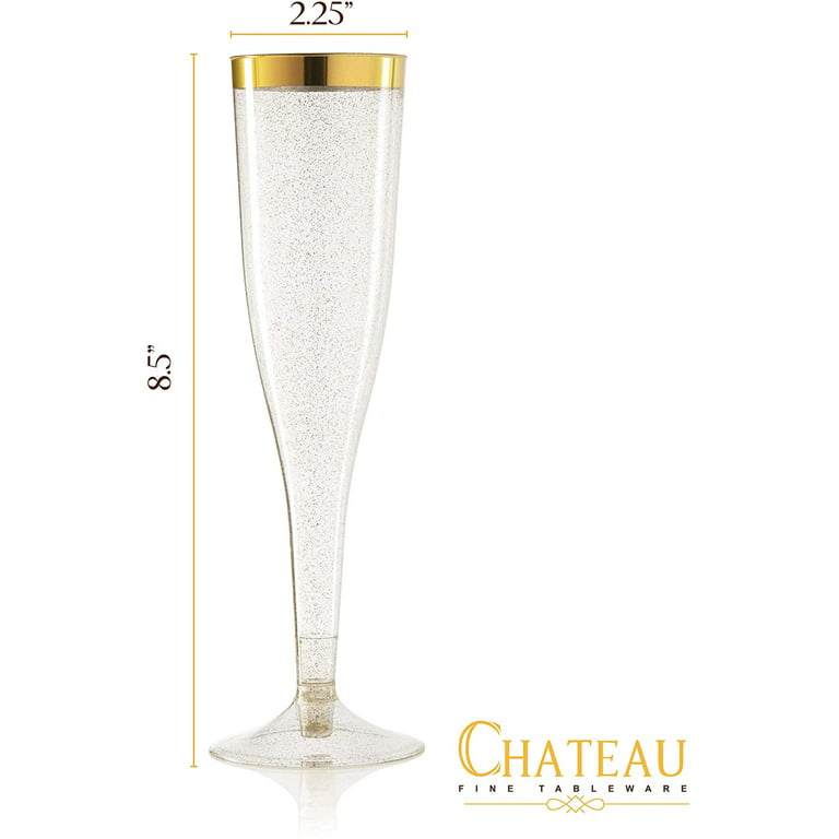 36 Plastic Champagne Flutes Disposable, 6.5 Oz Plastic Champagne