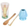 thumbnail image 1 of Whisk Set Bamboo Tea 4 Including 100 Whisk (Chasen), Scoop (Chashaku), Tea Spoon, Whisk Holder Blue, 1 of 5