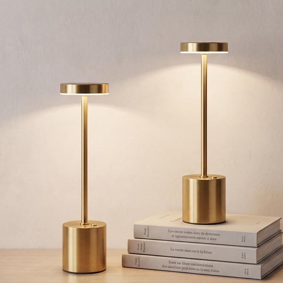 Ueljzpe Cordless Table Lamp Set of 2, Gold Rechargeable Table Light | 5000Mah Battery Wireless 3 Color Dimmable Touch Lamp Table Light for Restaurant Dining Patio Outdoor, Home Decor, Puzzle