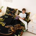 thumbnail image 3 of Metsweet Gothic Dragon King Sheets 4pcs, Chic Flowers Bedding, Green Brown Orange,1 Fitted Sheet, 1 Flat Sheet and 2 Pillowcases, 3 of 5