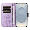 thumbnail image 6 of Allytechgroup For Samsung Galaxy S24 FE Flip PU Leather Wallet Case, Built-in Cash Slot Credit Card Pocket Shock-Absorbent Lightweight Protective Cover with Wrist Strap for Women Girls, Purple, 6 of 10