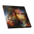 thumbnail image 3 of SUNENAT Blessed Jesus with A Lion in Cosimc Space Wall Art Canvas Print Wooden Frame Abstract Paintings - Wall and Home Decor, 16 x 16 Inches, 3 of 4
