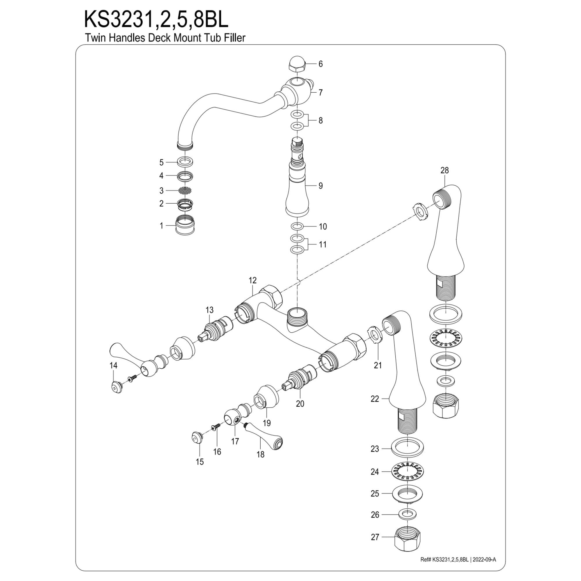 Kingston Brass KS3235BL Restoration Two-Handle 2-Hole Deck-Mount Clawfoot Tub Faucet in Oil Rubbed Bronze