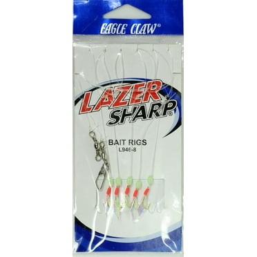 Eagle Claw Sharp Lazer Sharp Urethan Aurora Wing Bait Rig, Gold, Size 8