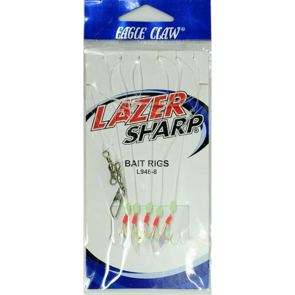 Eagle Claw Sharp Lazer Sharp Urethan Aurora Wing Bait Rig, Gold, Size 8