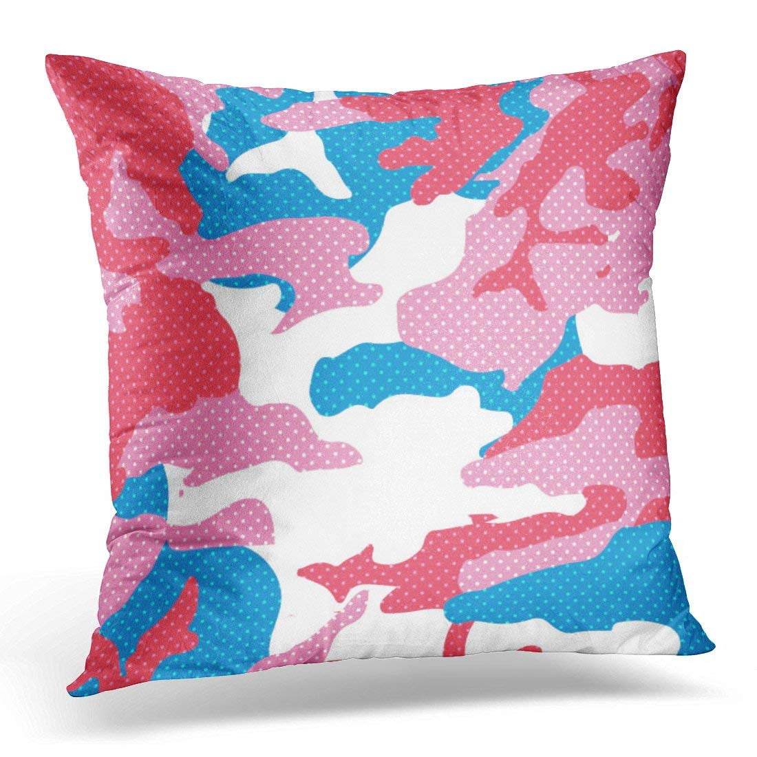 ARHOME Pink Abstract Camouflage Pattern Colorful in Dotted Blue Camo