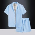 thumbnail image 2 of IWRICH Men's Plus Size Short Sets Outfits Summer Casual Button down Shirt and Shorts Set 2 Piece Vacation Beach Outfits Sky Blue XL, 2 of 3