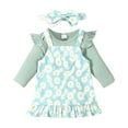 thumbnail image 2 of Piuwrlz Mesh Dress Sets for Schoolgirl Skirt and Long Sleeved Sweatershirt Set Bow-knot Solid Color Printed Skirts Suits Green Size 3 Months, 2 of 9