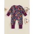 thumbnail image 4 of Suealasg Baby Girl Boy Pajamas Jumpsuits Long Sleeve Round Neck Football Print Zip Up One-Piece Pajamas Infant Footie Pjs Newborn Rompers Sleepwear, 4 of 7