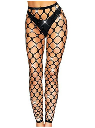E-Laurels Women's Sparkle Fishnet Tights Rhinestone Tights High Waist Mesh  Stockings Sparkle Pantyhose for Women (Black M) at  Women's Clothing  store