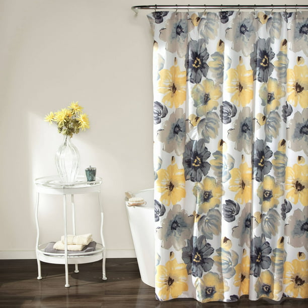 Lush Decor Leah Fl Polyester Shower, Shower Curtain Suede Texture