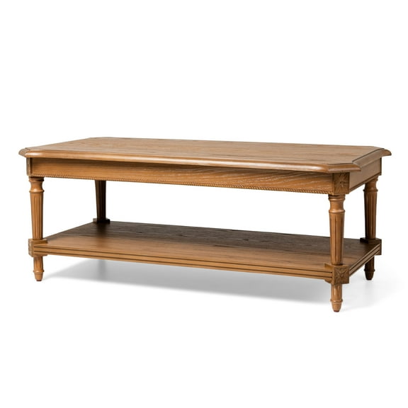 Open Box Maven Lane Pullman Rectangular Coffee Table, Antiqued Natural Finish