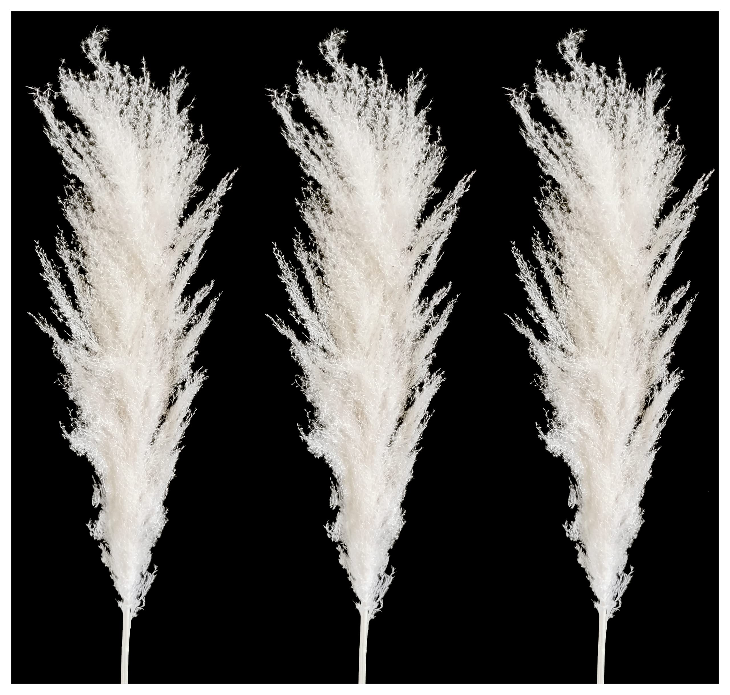 CalCastle Craft 3 Stems 48" Dried Natural Pampas Reed Dried Flowers Wedding Home Decor (Reed Pure-White Jumbo)