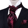thumbnail image 3 of Corbata Ascot Barry.Wang Roja Vino con Set de Seda y Diseño Paisley, 3 of 6