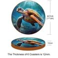 thumbnail image 3 of Turtle Microfiber Leather Round Coasters (6PCS) - 11x11 cm/4.3x4.3 in Square Drink Coasters Set for Table and Home Decor, 3 of 6