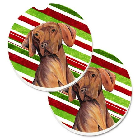 

Vizsla Candy Cane Holiday Christmas Set of 2 Cup Holder Car Coaster