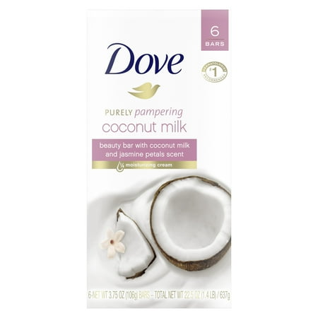 (2 pack) (2 pack) Dove Coconut Milk Beauty Bar More Moisturizing than Coconut Soap Bars, 3.75 oz, 6 Bar