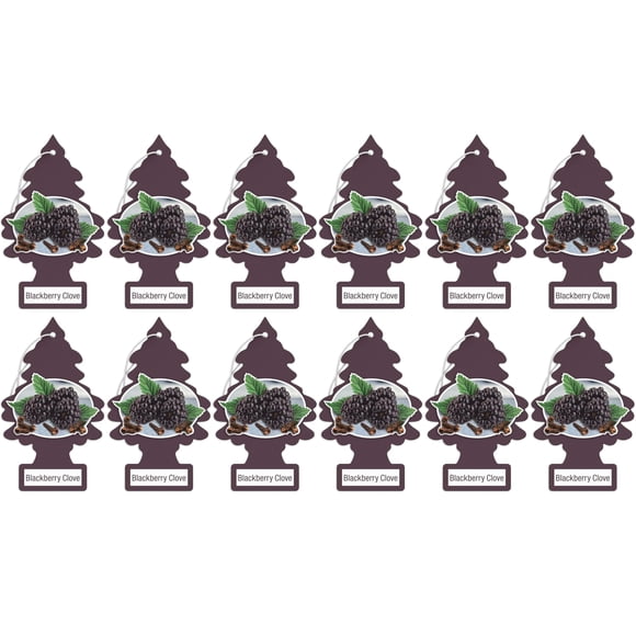 Paquete de 12 Ambientadores para Auto Little Trees Aromatizados con Zarzamora y Clavo