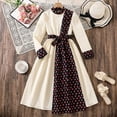 thumbnail image 3 of XEGLSBU Easter Dresses for Girls 10-12 Yellow Kids Girls Dress Long Sleeve Splice Floral Print Tie Waist Ruffle Party Dress Beige Size 8-9 Years, 3 of 10