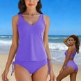 thumbnail image 2 of DGMIOCS Maillot de Bain Tankini Modeste pour Femme Ensemble Violet TTG, 2 of 9