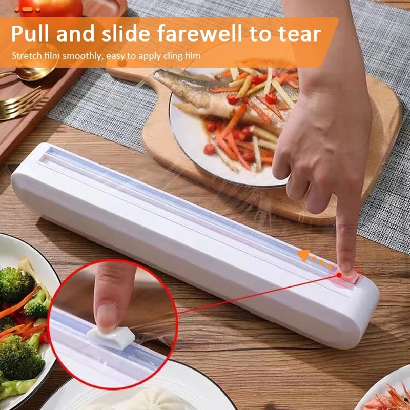 Food Wrap Dispenser Plastic Cutter Foil Cling Film Storage Holder Bar Kitchen HY 