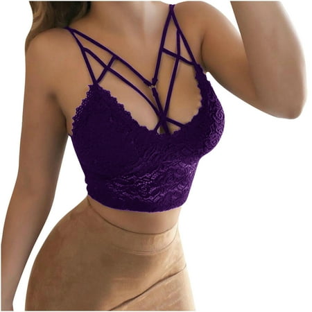 

Tawop Women Plus Size Sexy Lingerie Hollow Cutout Lace Halter Lingerie For Women Push Up Bra Purple Size 12