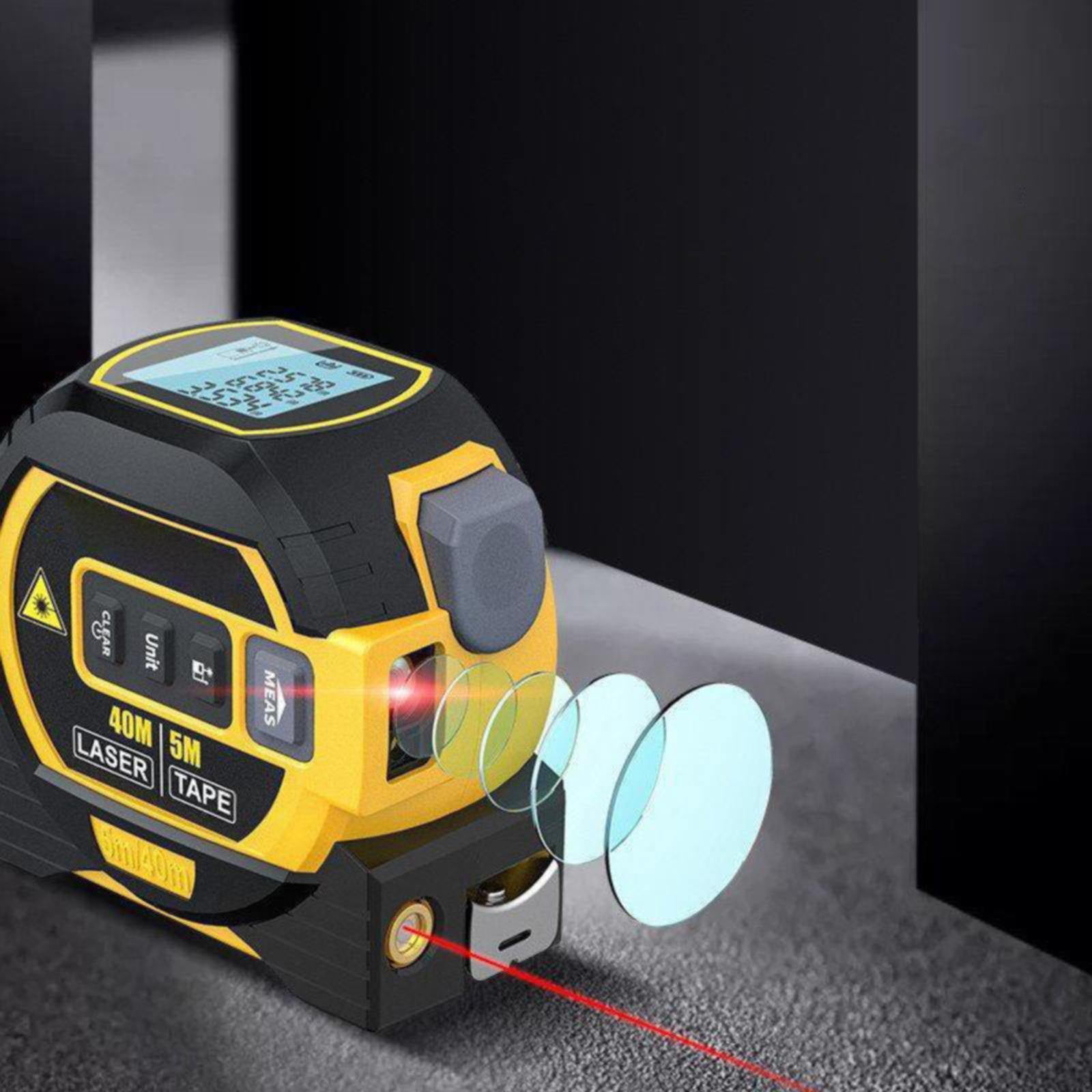 Laser Measuring Tape,Digital Laser Tape Measure,3-In-1 Laser Digital Measuring Tape Ruler，Digital Laser Tape Measure,Lazer Measuring Tool, Ft & Metric Measurement | 135 Ft | 40 M