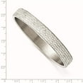thumbnail image 3 of Chisel Stainless Steel Polished White Enamel w/Crystals Thin Flat Bangle, 3 of 3