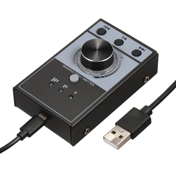Arealer USB Computer Control Controller USB Controller Knob PC Computer Speaker Audio Adjuster Controller One-Click Mute 3 Control Modes and Play Compatible with Win7810VistaXPAndroid Black