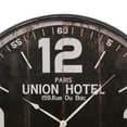 thumbnail image 5 of DecMode Vintage Black/Brown Distressed Finish Wall Clock, 35"D Features "PARIS UNION HOTEL 159 Rue du Bac, FRANCE" Text, 5 of 14