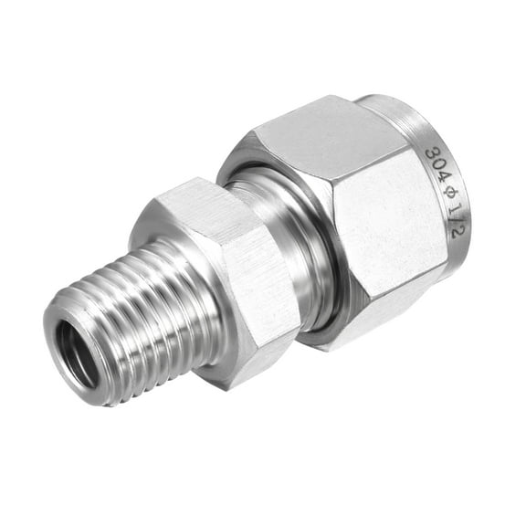 Compression Tube Fitting, 1/4 NPT Male x Ф12mm(1/2")" Tube OD with Double Ferrules