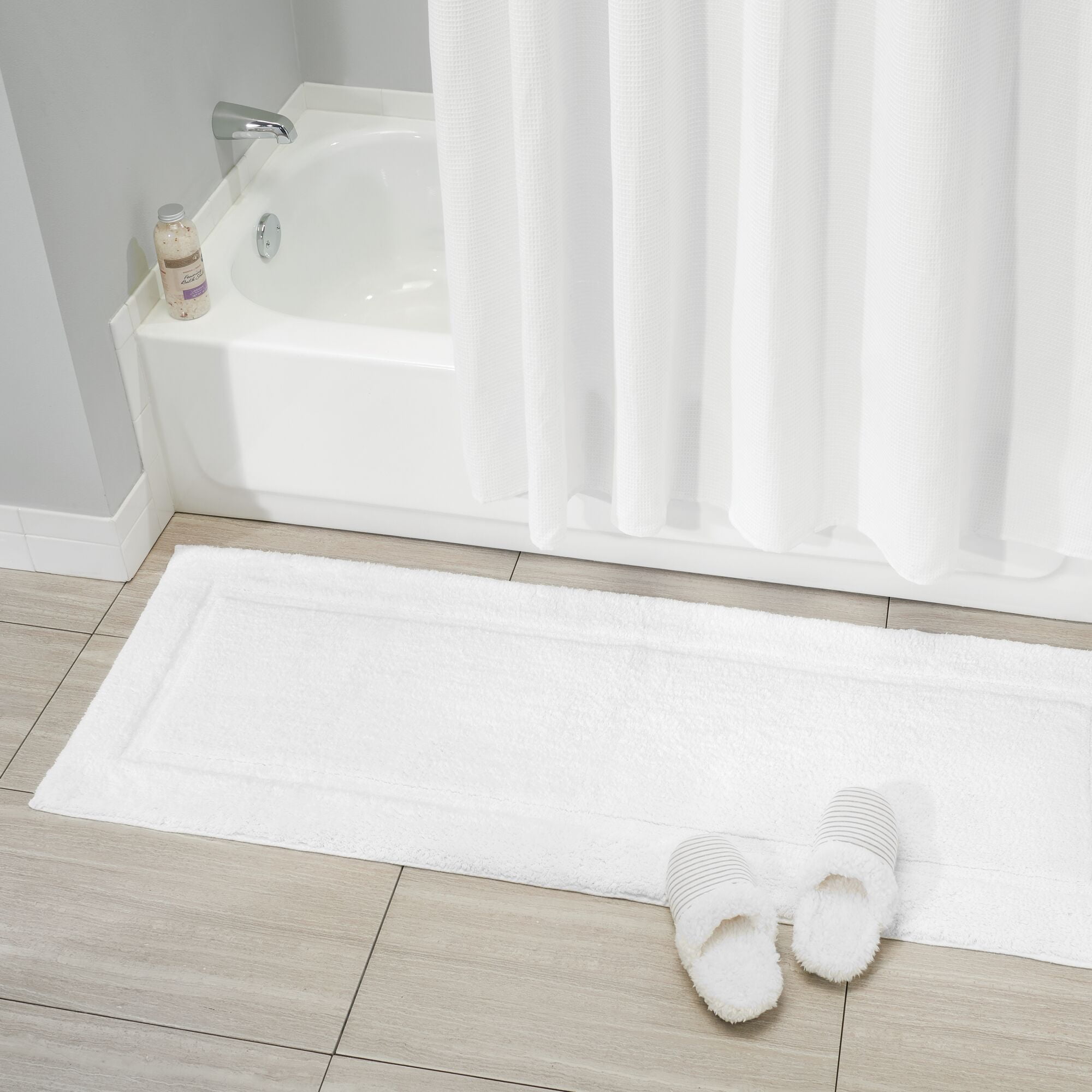mDesign Microfiber Bath Mats - 3 Piece Bathroom Rugs - Set of 3 - Bright White