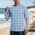 thumbnail image 4 of OIOLOYJM Mens Sun Shirt Long Sleeve UPF Sun protection Plaid Rash Guard Breathable Swim Fishing Shirt Uv Outdoor Classic Fit Workout Beach Shirts Blue M, 4 of 6