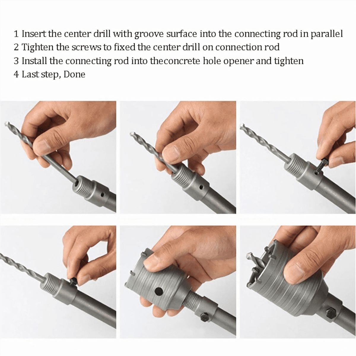 1Set 2 1/2 Inch Concrete Hole Saw with 220mm SDS Plus Shank, 65mm Wall Hole Saw Drill Bit for Cement Brick Stone Wall