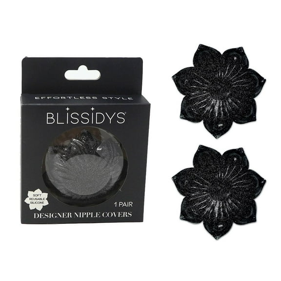 Blissidys Hollywood Reusable Nipple Covers for Women, Silicone Adhesive Nipple Petal Covers, One Size (Black)