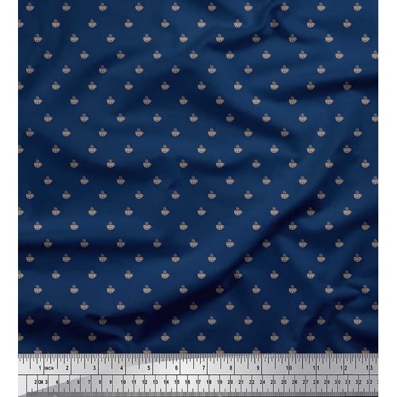 Soimoi Silk Fabric Tea Cup Shirting Fabric Prints by Yard 42 Inch Wide