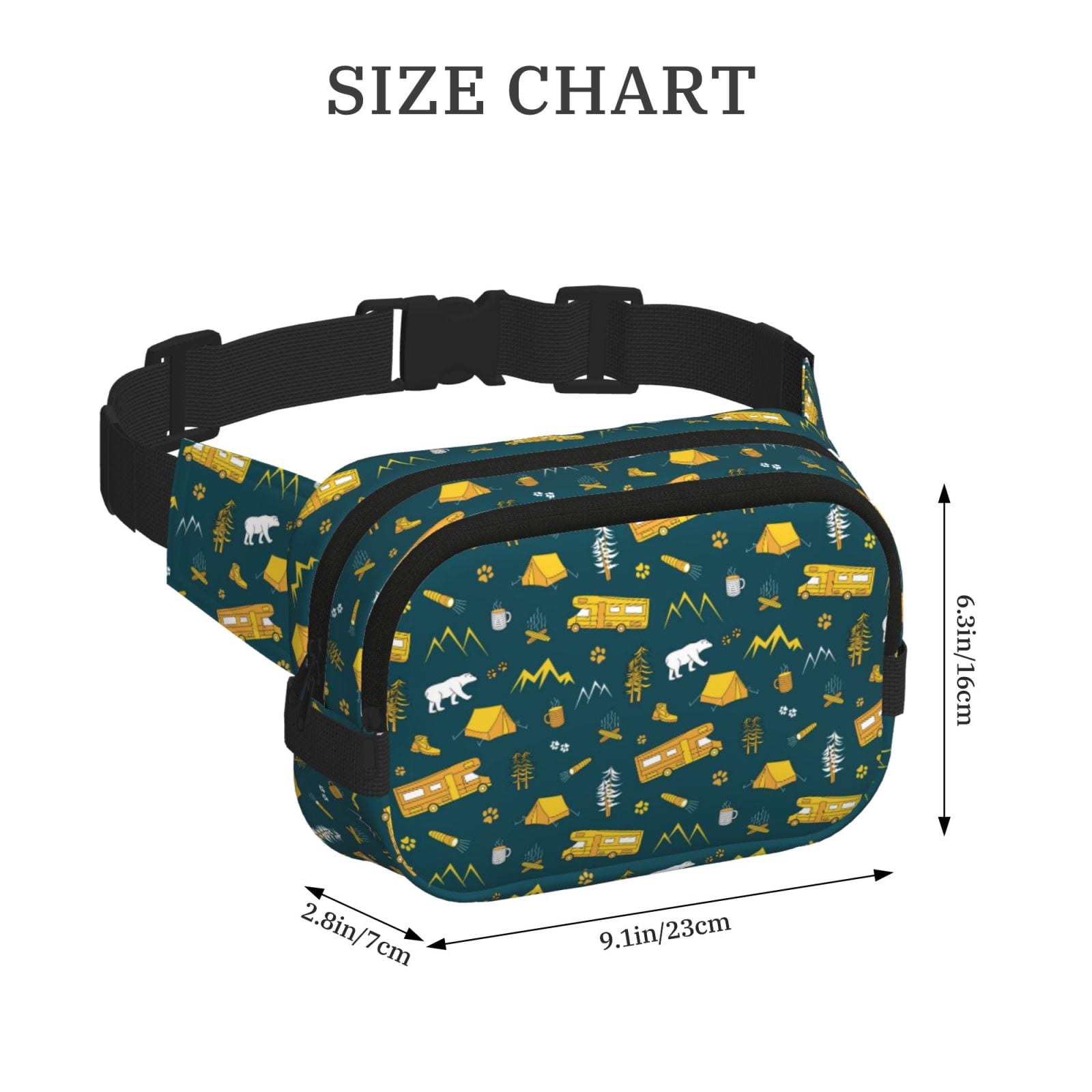 Hirioo Camping for Double Layer Waist Bag Adjustable Fanny Pack For Travel Running Hiking