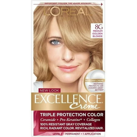 L'Oreal Paris Excellence Creme Haircolor, Medium Golden Blonde [8G] (Warmer)