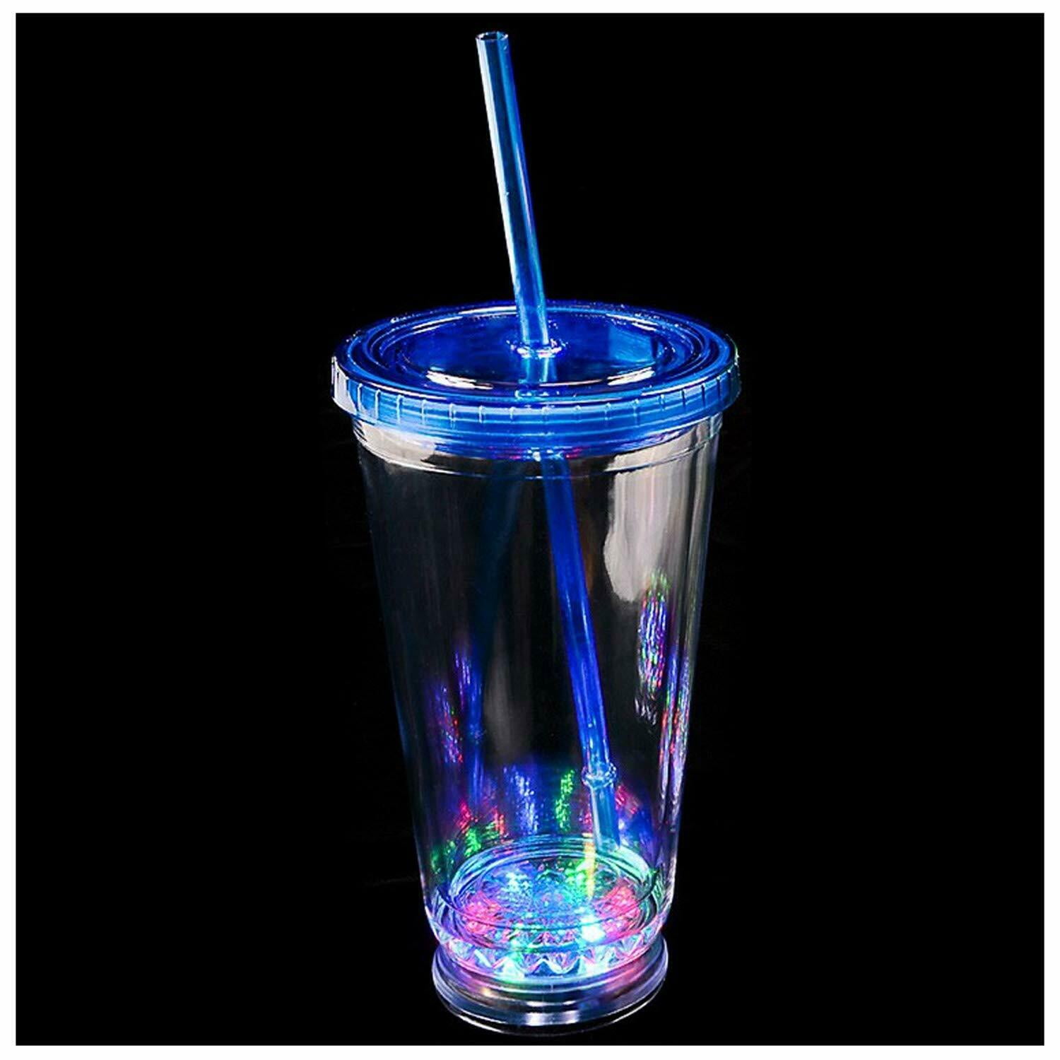 Lumistick LED Flashing Tumbler Glass 16 Oz Glowing Cocktail