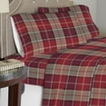 thumbnail image 2 of Pointehaven Flannel Deep Pocket Set with Oversized Flat Sheet, Queen, Piedmont Plaid, 2 of 6